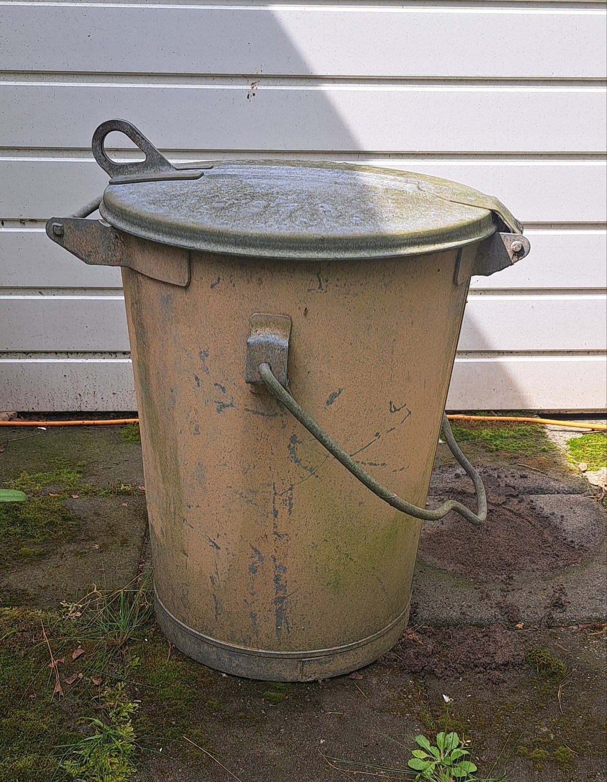 Oude zinken emmer/ton met deksel, Antiek en Kunst, Ophalen of Verzenden