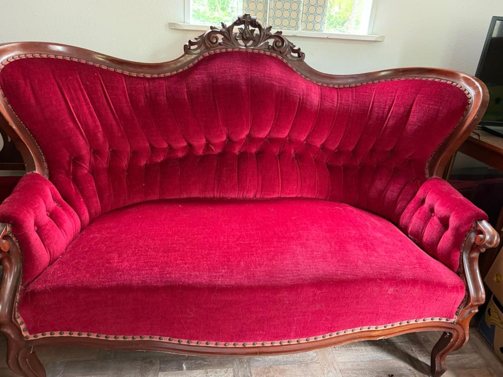Vintage bank met 2 stoelen, Huis en Inrichting, Banken | Sofa's en Chaises Longues, Ophalen, Gebruikt, Minder dan 75 cm, 150 tot 200 cm