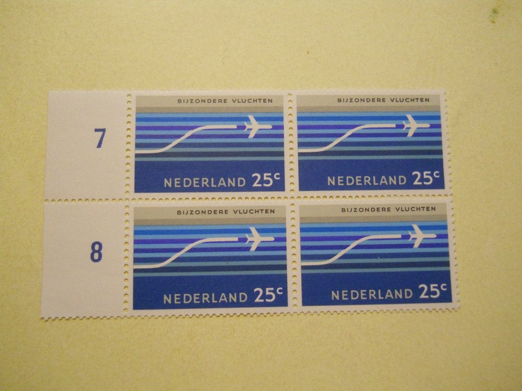 Nederland 1966 Luchtpost Randstuk blok 4x Nvph.LP15 postfris, Postzegels en Munten, Ophalen of Verzenden, Na 1940, Postfris