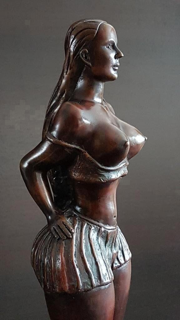 Brons beeld halfnaakte vrouw ‘Erotic Lady’, Antiek en Kunst, Antiek | Koper en Brons, Ophalen of Verzenden, Brons