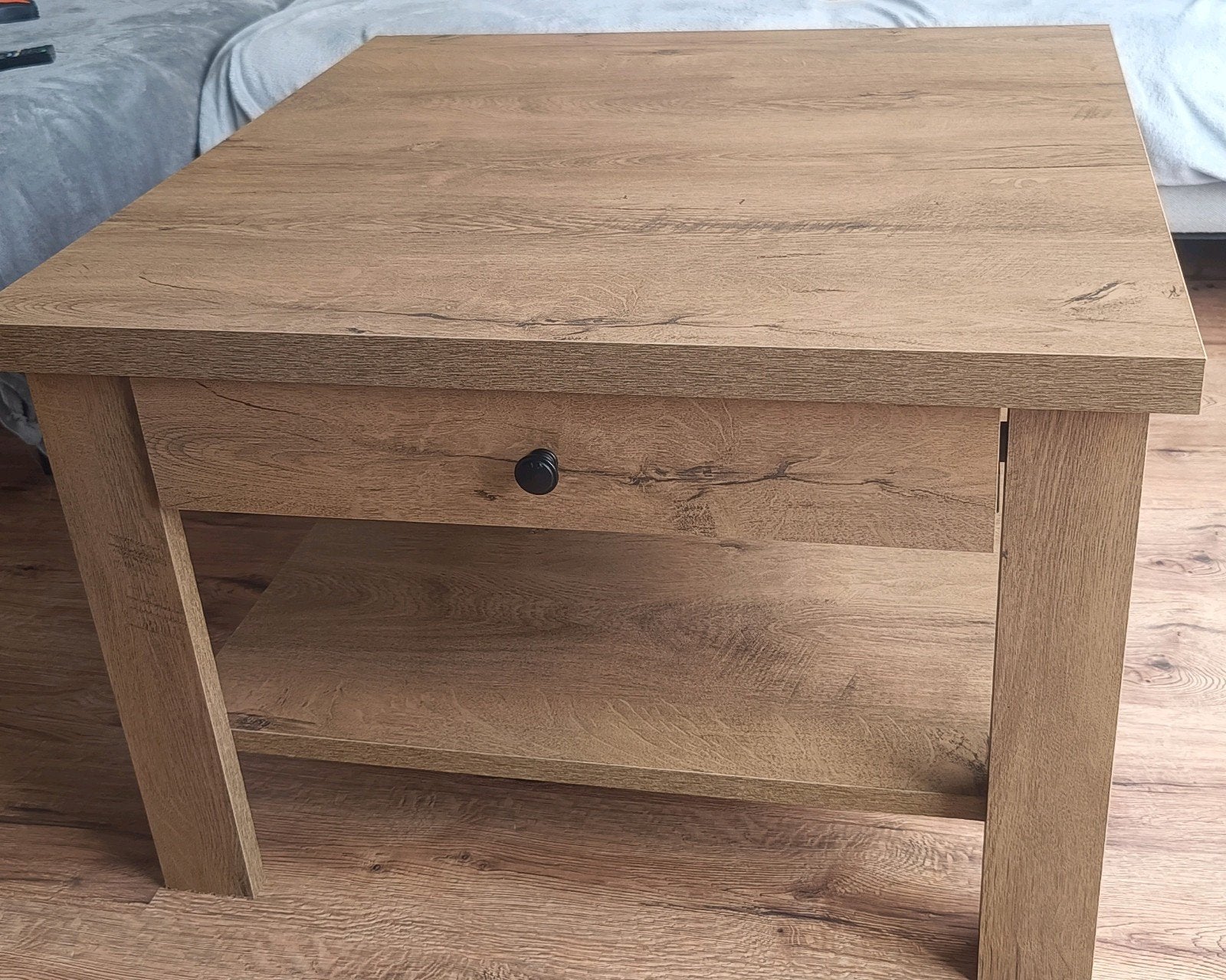 MANDERUP Salontafel 80x80 wild eiken met lade, Ophalen, Gebruikt, 50 tot 100 cm, Vierkant