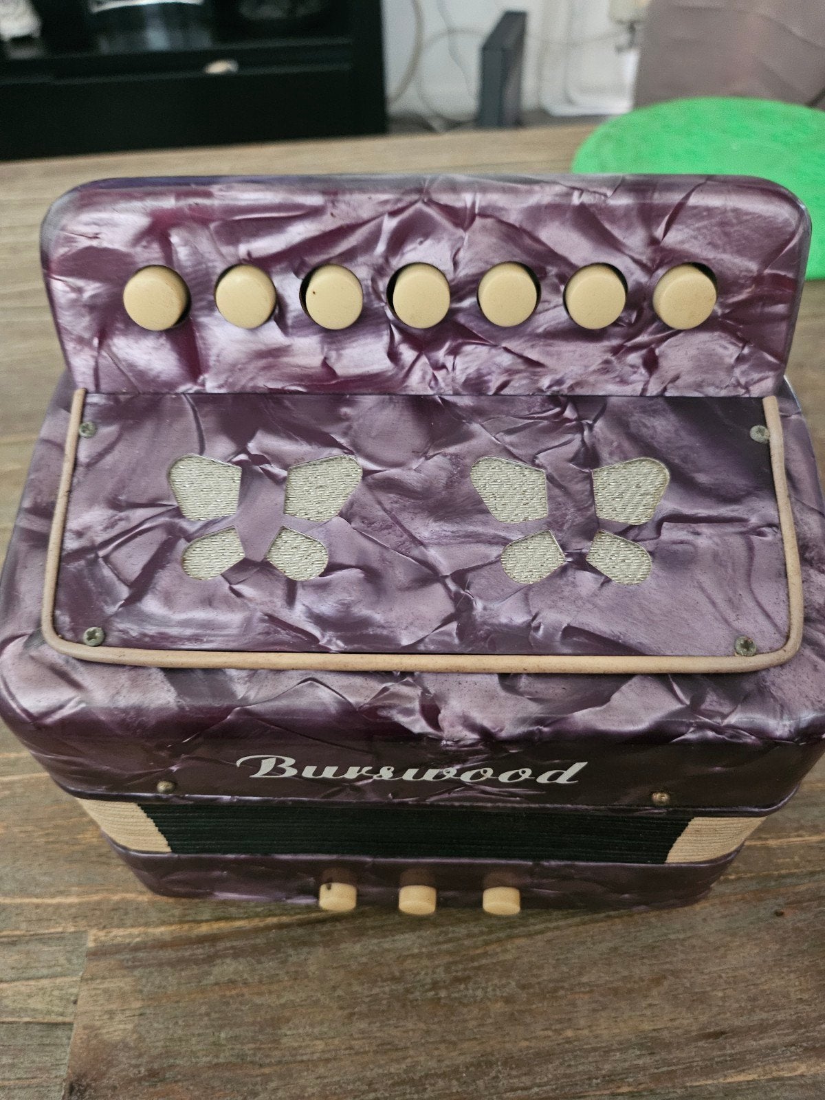 Burswood Accordeon - Paars, Overige merken, Gebruikt, Overige formaten, Toetsaccordeon