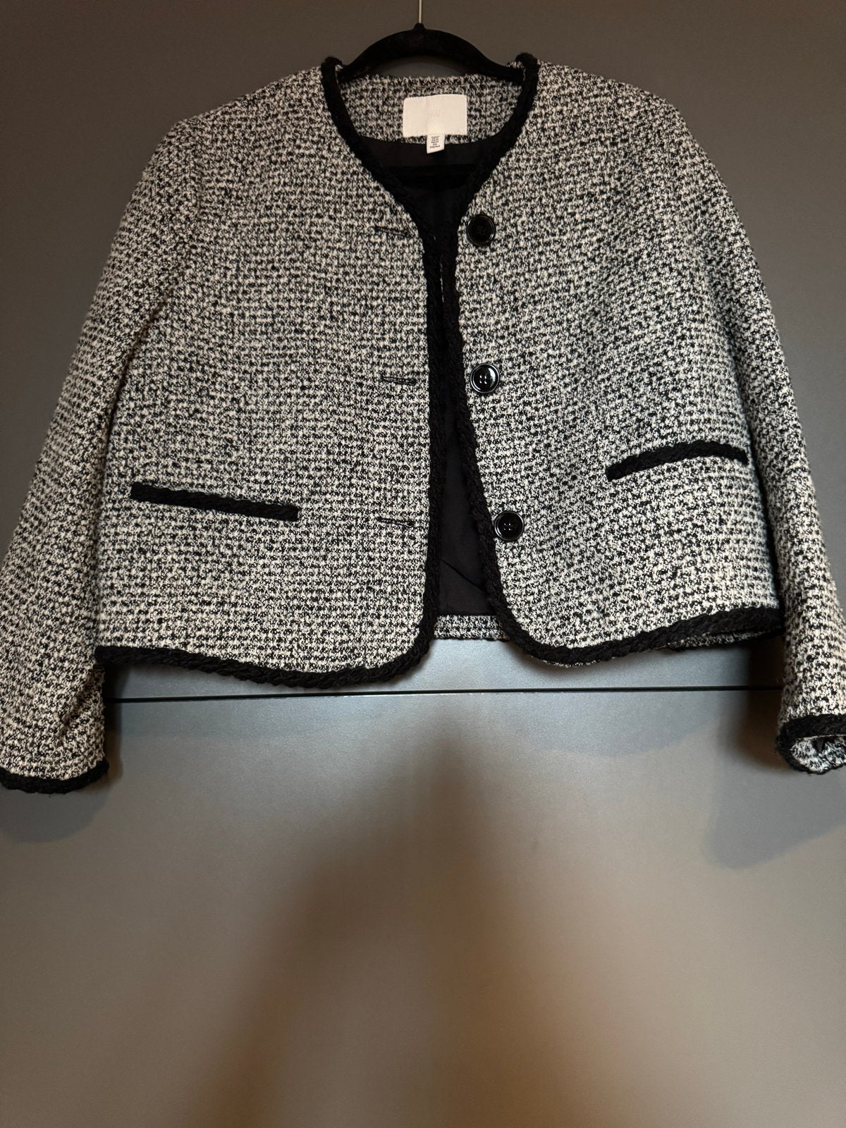 Zwart/wit Colbertje van H&M - Maat M, Maat 38/40 (M), Zwart, Ophalen of Verzenden, Zo goed als nieuw
