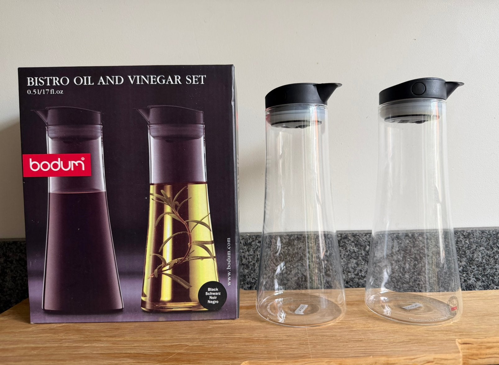 Bodum bistro set olie en azijn, Glas of Glazen, Overige merken, Nieuw, Ophalen of Verzenden