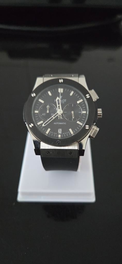 Hublot Big Bang automatic- Zwart/Zilver, Leer, Polshorloge, Nieuw, Zilver
