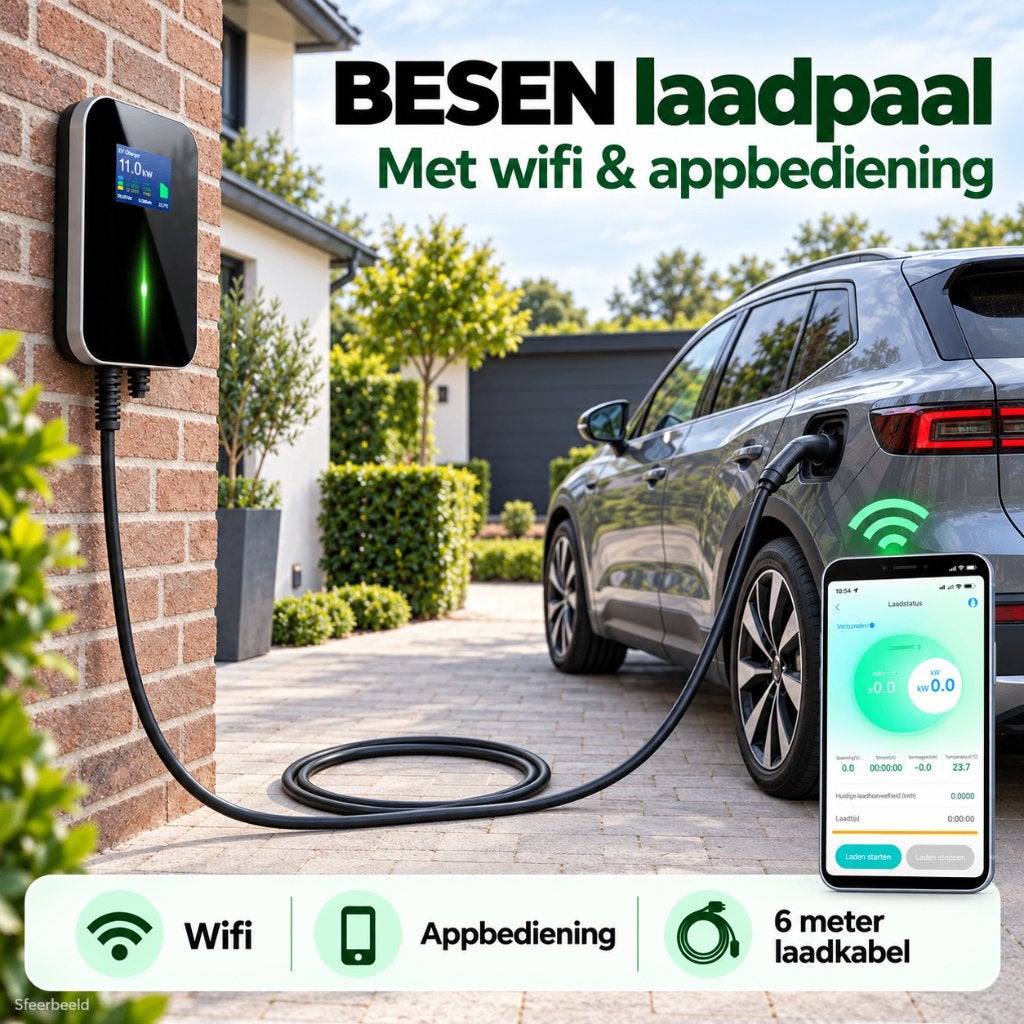 BESEN 3 fase laadpaal met WiFi en 6m vaste kabel, Auto diversen, Ophalen of Verzenden, Zo goed als nieuw, Laadpaal