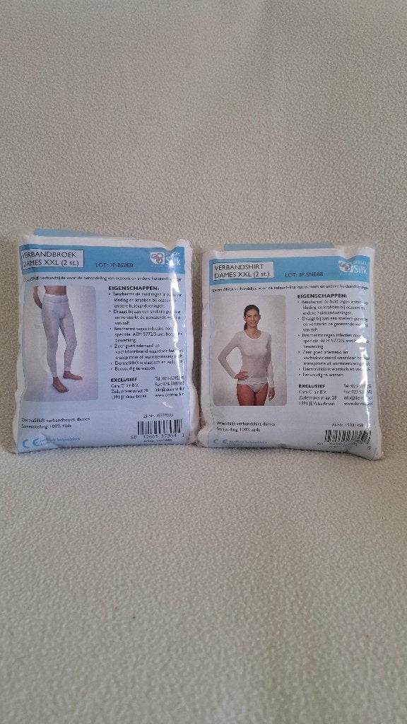 Dames verbandshirt (2) & verbandbroek (2) maat XXL, Dermasilk, Ophalen, Wit, Overige typen