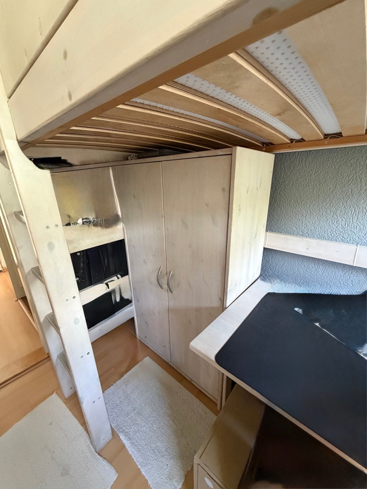 Lifetime Hoogslaper met bureau en kast - Wit, Gebruikt, Eenpersoons, Ophalen of Verzenden, 200 cm