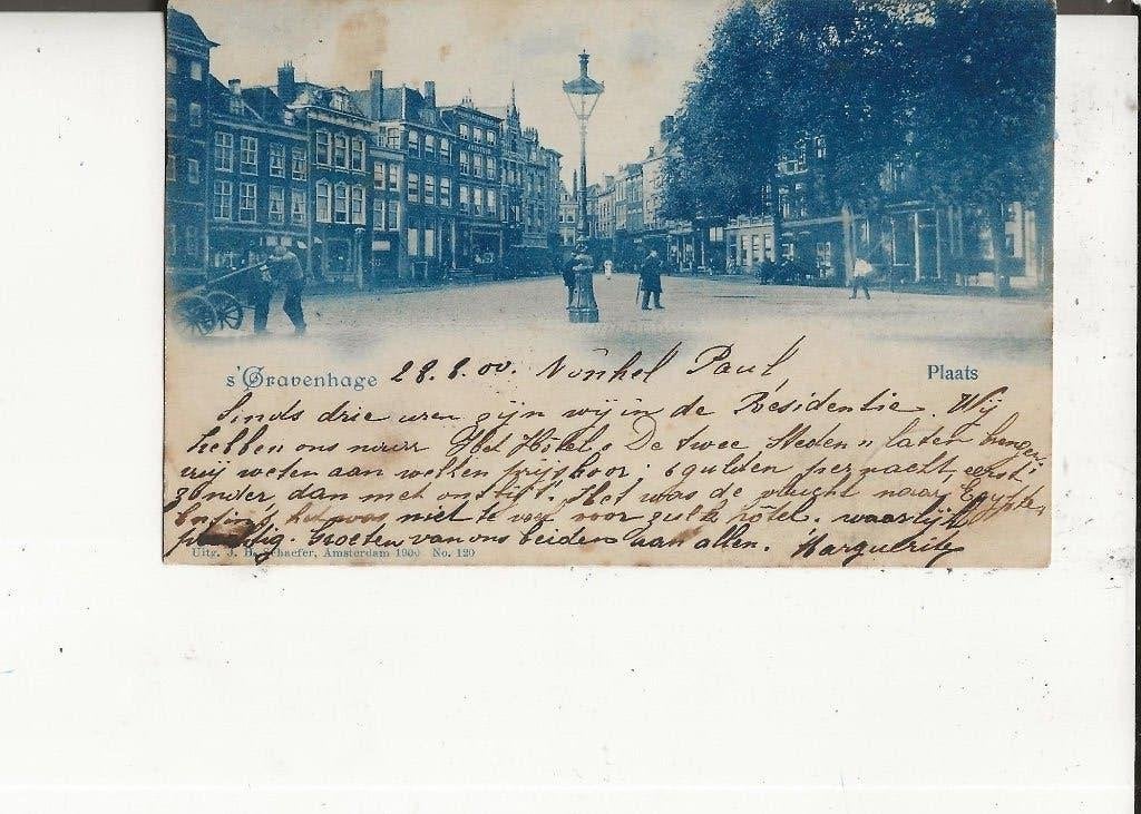 Den Haag Plaats met handkar 28-8-1900, Ophalen of Verzenden, Voor 1920, Gelopen, Zuid-Holland