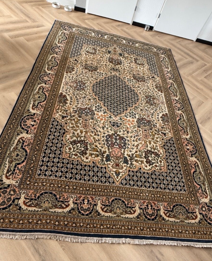 Prachtig handgeknoopt Perzisch tapijt 182x280cm met certific, Ophalen, Beige, 150 tot 200 cm, 200 cm of meer