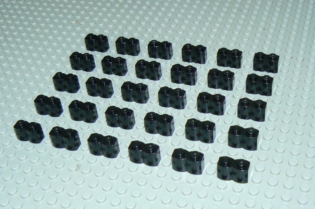 L447 Stenen 1x2 met ribbel zwart 30 st., Ophalen of Verzenden, Nieuw, Losse stenen, Lego