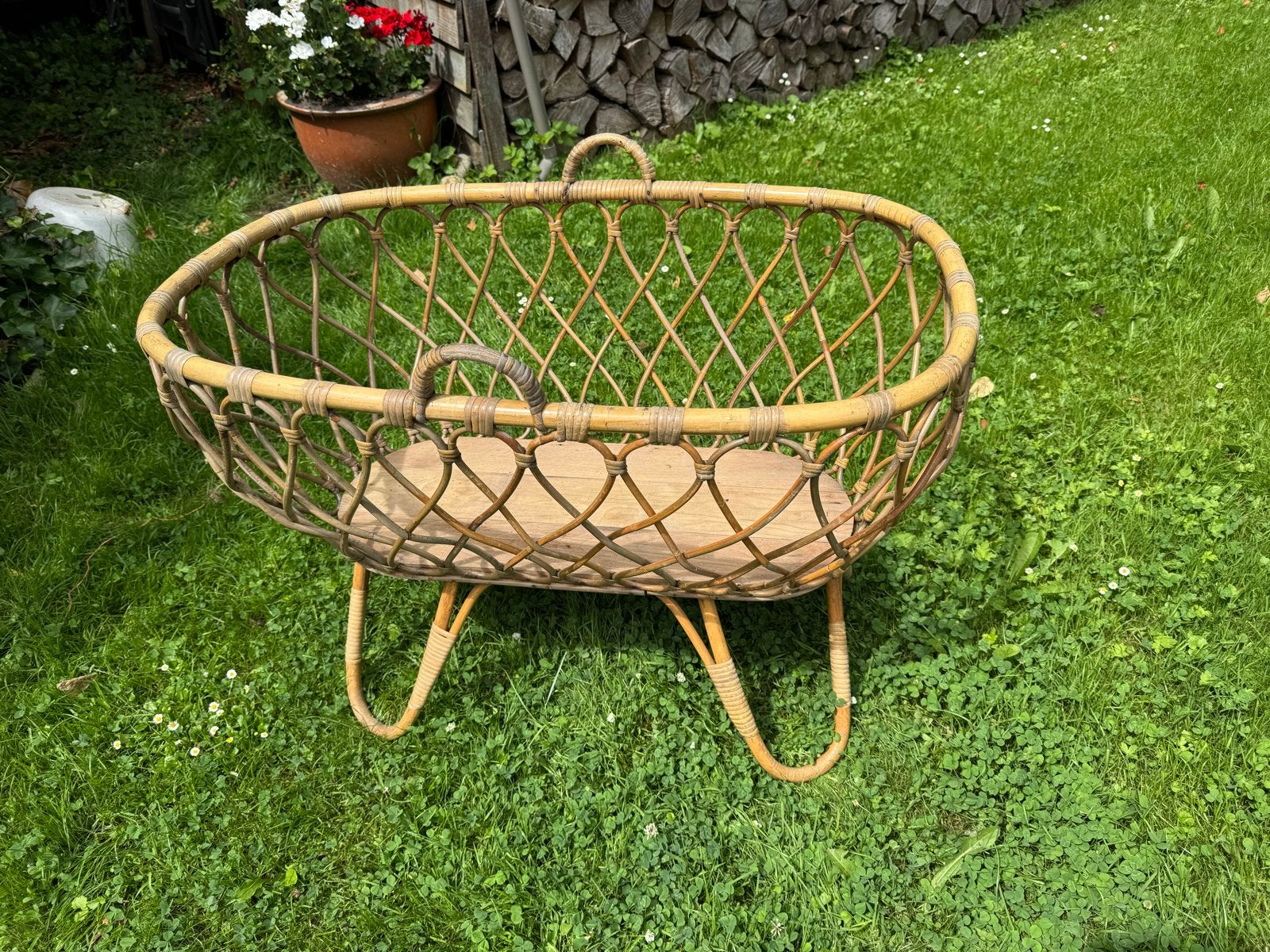 Vintage rotan wieg met matrasje - Baby-Dream, Kinderen en Baby's, Ophalen, Gebruikt, Wieg