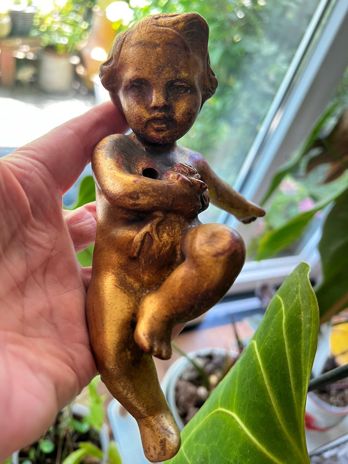Vintage Gipsen Putti Engel Cherubijn Ornament Jaren 50, Antiek en Kunst, Ophalen of Verzenden