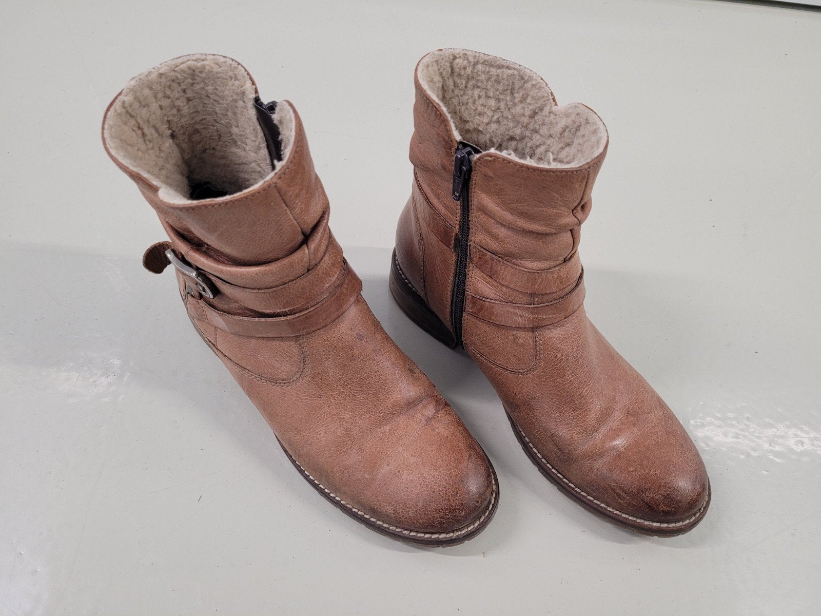 Hush Puppies bruine leren laarzen met voering maat 38, Ophalen of Verzenden, Zo goed als nieuw, Bruin, Hoge laarzen