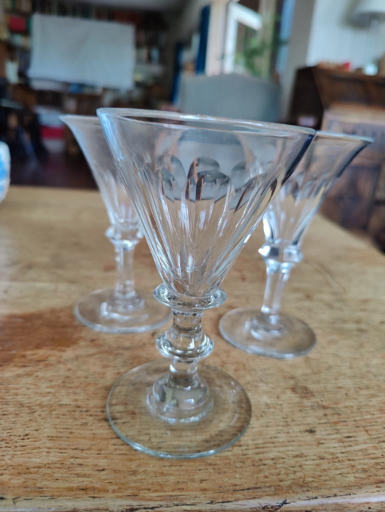 Set van 4 Gin Jenever Glazen, Antiek en Kunst, Antiek | Glas en Kristal, Ophalen of Verzenden