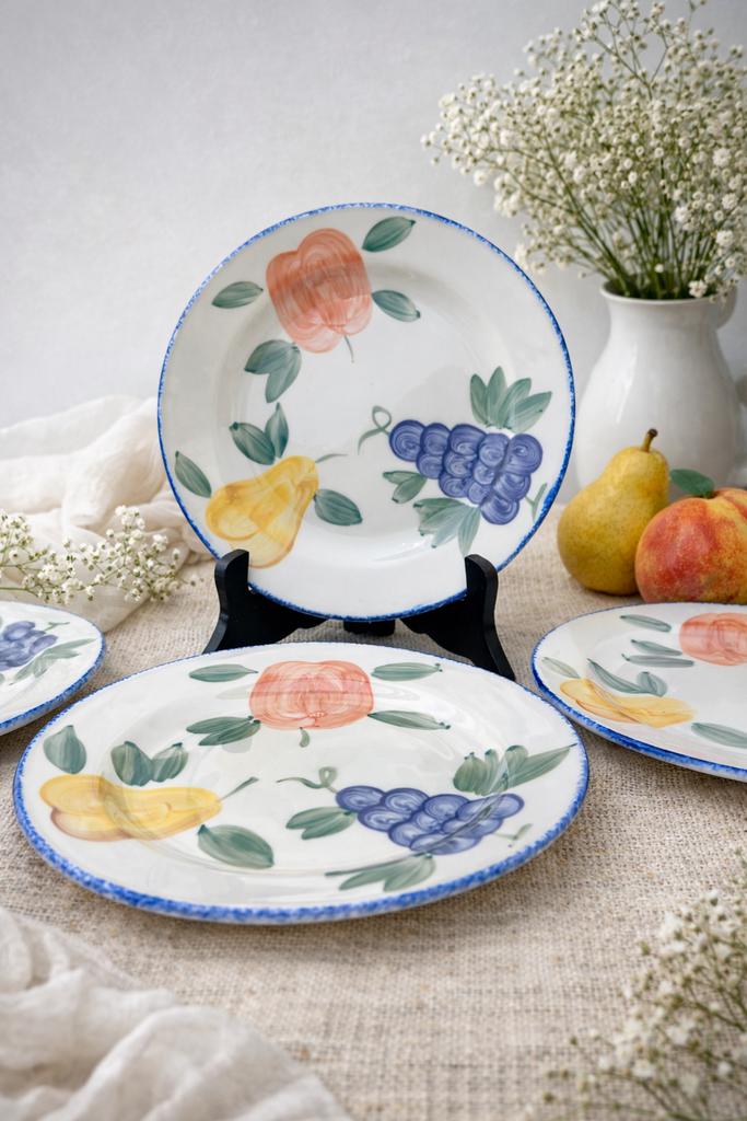 Vintage fruitservies vrolijk ontbijtbordjes fruit, Ophalen of Verzenden, Zo goed als nieuw, Overige stijlen, Porselein