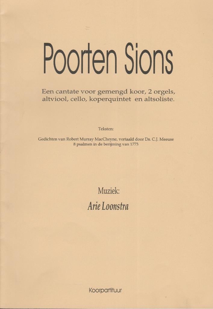 Arie Loonstra - POORTEN SIONS, Muziek en Instrumenten, Bladmuziek, Gebruikt, Artiest of Componist, Populair, Cello, Ophalen of Verzenden