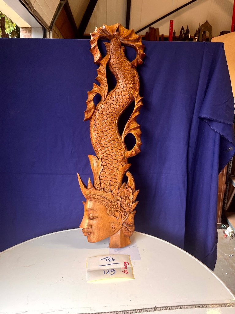 129- Groot handgesneden Balinees wandornament, Ophalen of Verzenden, Handgemaakt, Wanddecoratie, Hout