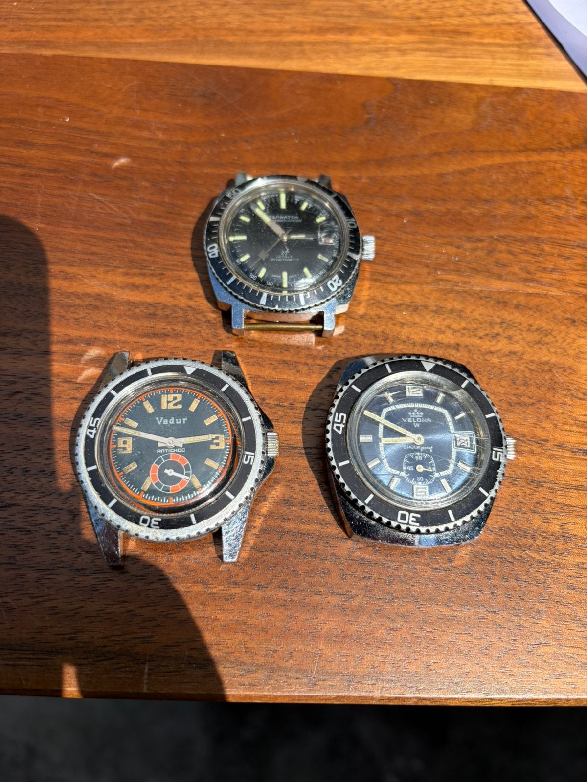 3 vintage mechanische duikhorloges, Ophalen of Verzenden, Staal, Overige merken, 1960 of later