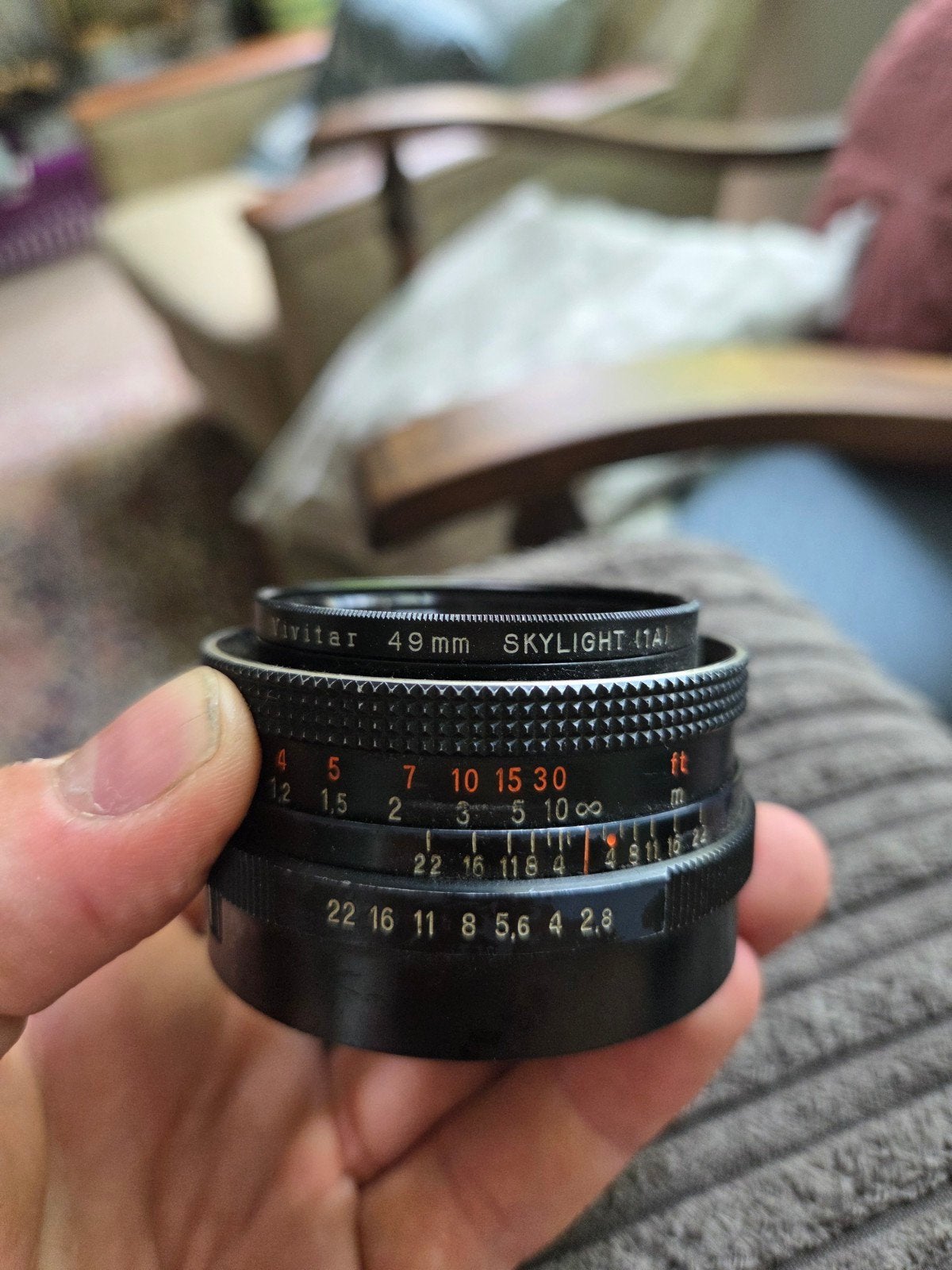 Carl Zeiss Jena DDR T2.8/50 lens met Vivitar Skylight filter, Gebruikt, Ophalen of Verzenden, Overige vattingen, Handmatige focus