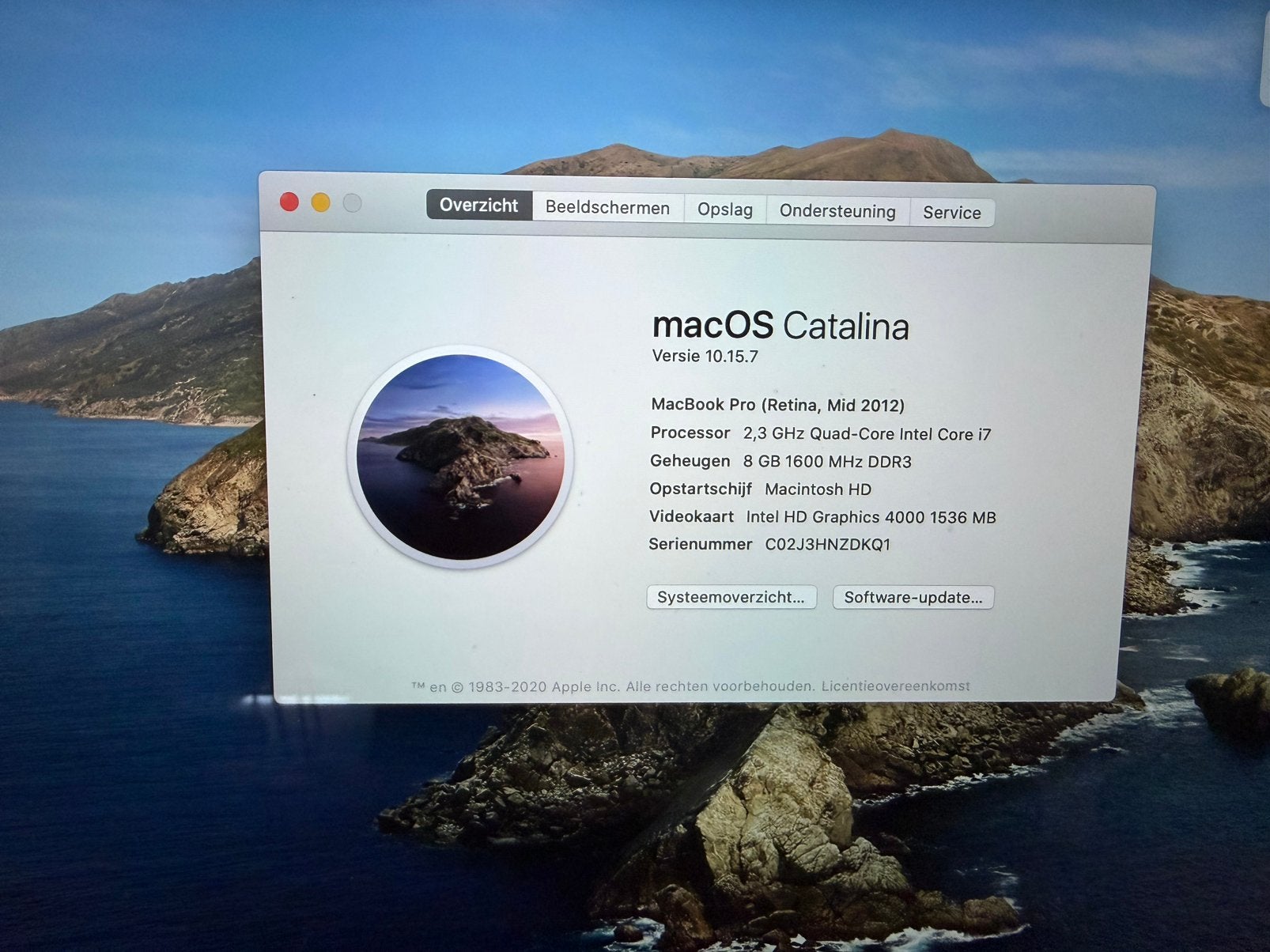 Macbook pro Retina Mid 2012 i7 8gb, Gebruikt, 256 GB, 2 tot 3 Ghz, 15 inch
