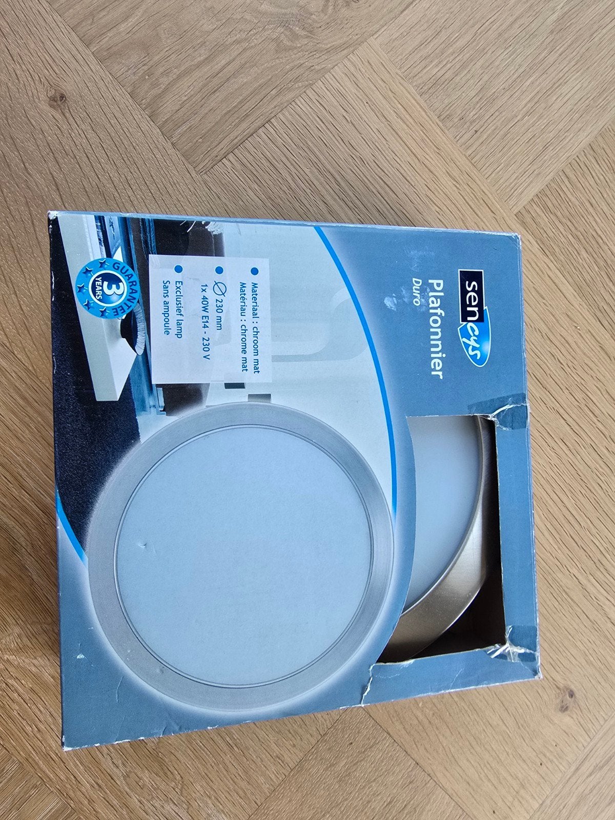 Sencys Plafondlamp Duro Chroom Mat - Nieuw in doos, Zilver, E14 (klein), Nieuw, Ophalen of Verzenden