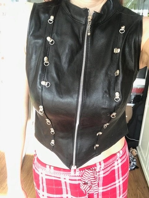 Biker jas leder zwart leren gilet jasje Boy London maat 38, Maat 38/40 (M), Boy London, Zwart, Nieuw