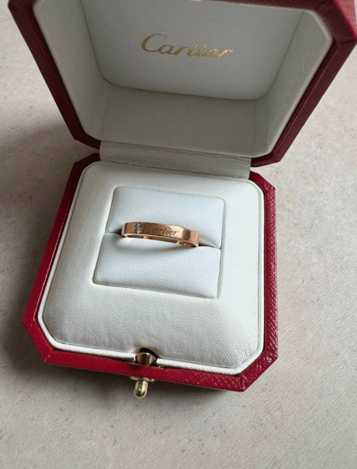 Rose gold Cartier ring with diamond, Sieraden, Tassen en Uiterlijk, Ophalen of Verzenden, Zo goed als nieuw, 17 tot 18, Dame