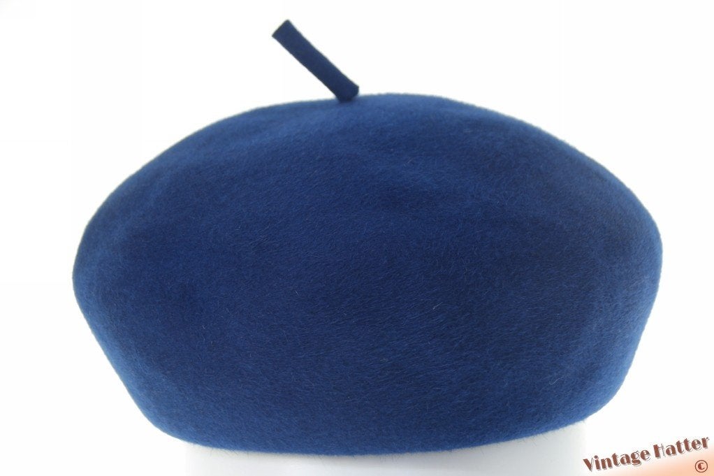Vintage Alpino-stijl cocktailhoed VEB blauw vilt 55-56 = S, 55 cm (S, 6⅞ inch) of minder, Hoed, Ophalen of Verzenden, Zo goed als nieuw