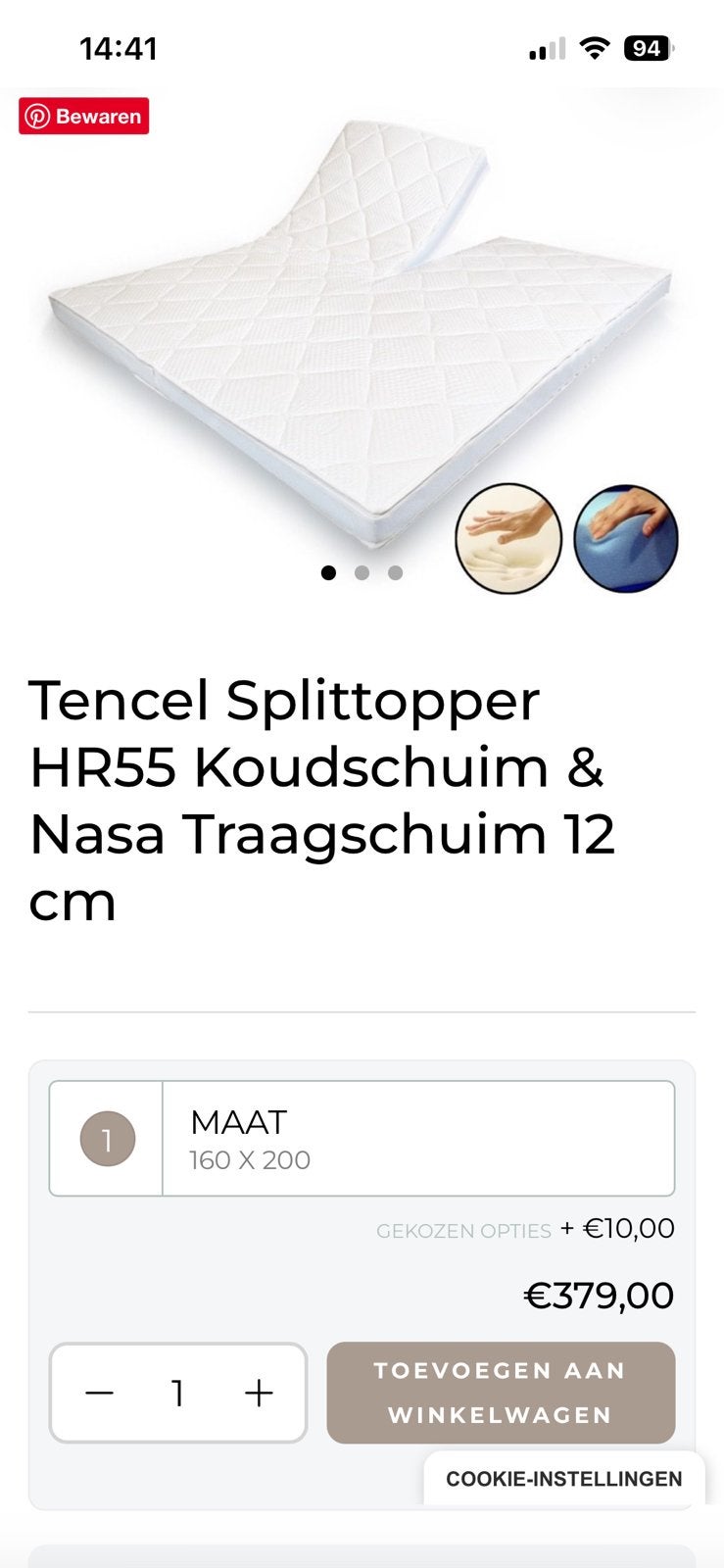 Duo splittopper (160 bij 200), Ophalen of Verzenden, Nieuw, Tweepersoons, 160 cm
