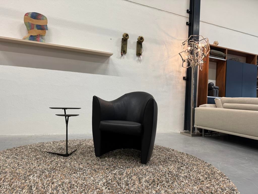 Nieuw Leolux Sjamaan Fauteuil Zwart leer Design stoel, Leolux, Nieuw, Ophalen of Verzenden, 50 tot 75 cm