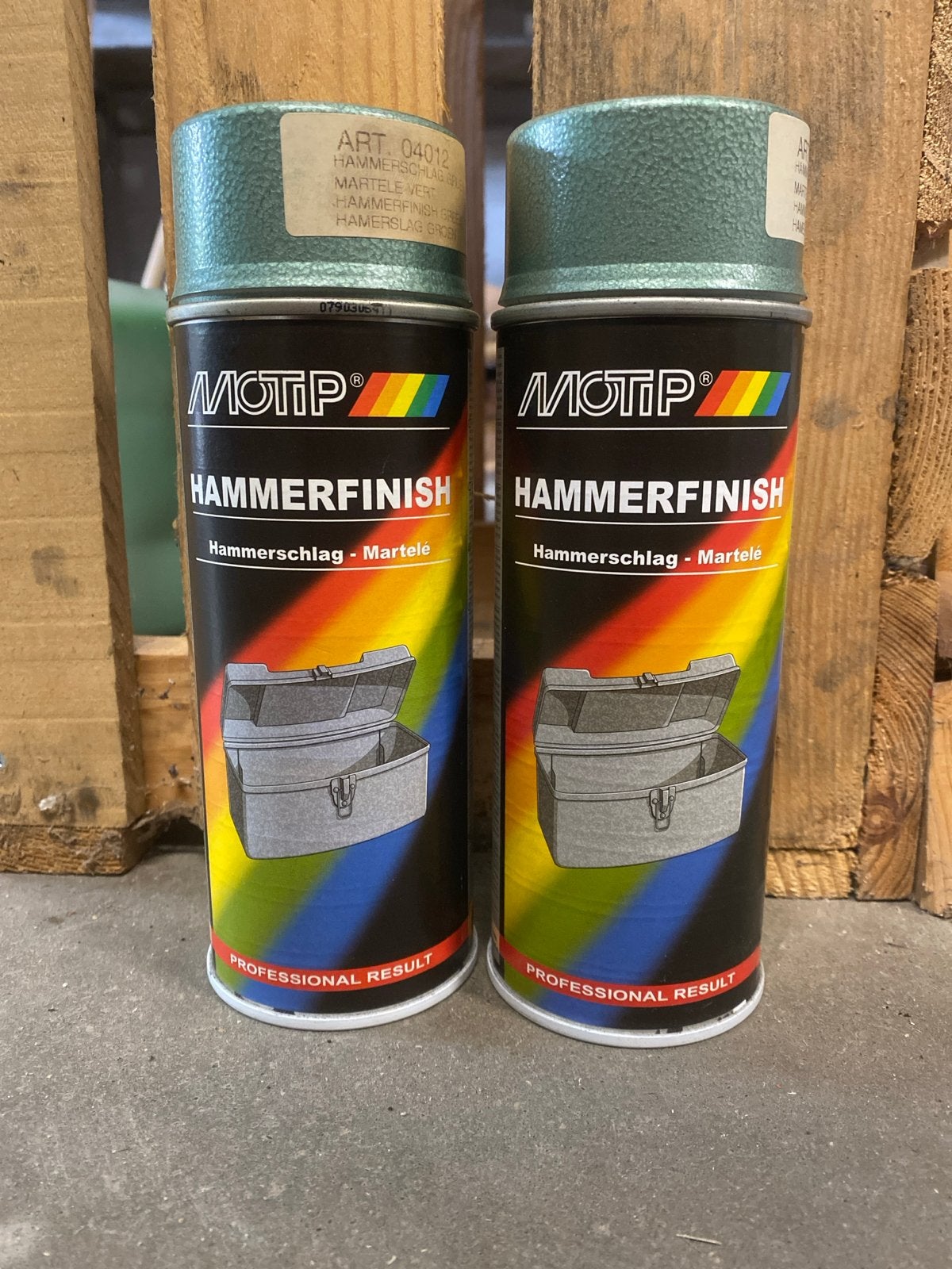2x Nieuwe Motip Hammerfinish Hamerlak Groen Spuitbus, Nieuw, Ophalen of Verzenden, Lak, Minder dan 5 liter