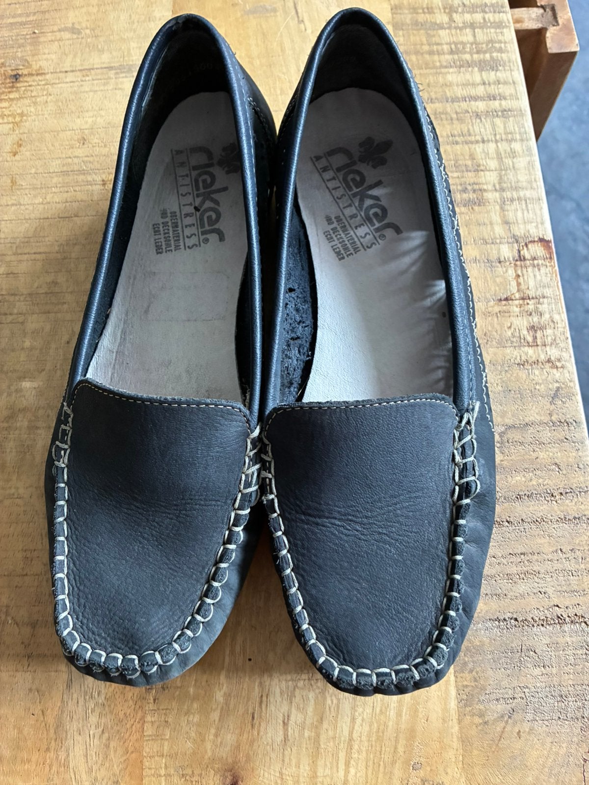 Rieker antistress leren schoenen zgan 38, Ophalen of Verzenden, Zo goed als nieuw, Blauw, Instappers