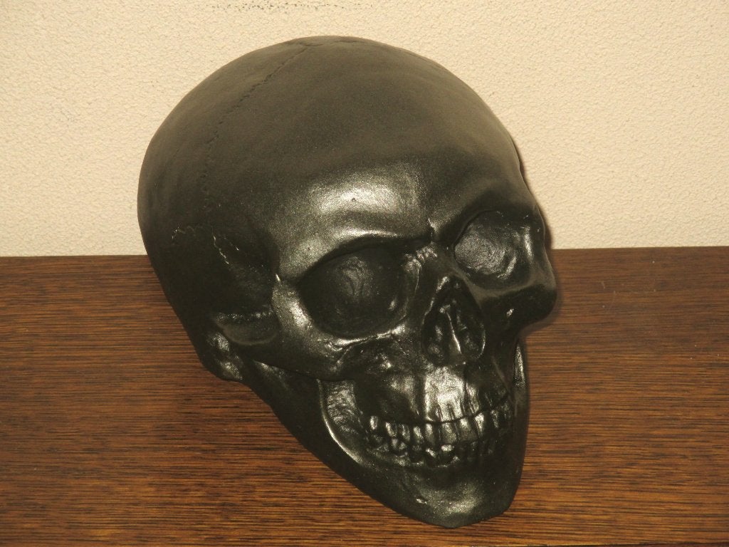 Dark Metal Skull, menselijke Schedel Donker Metaalkleur mens, Ophalen of Verzenden