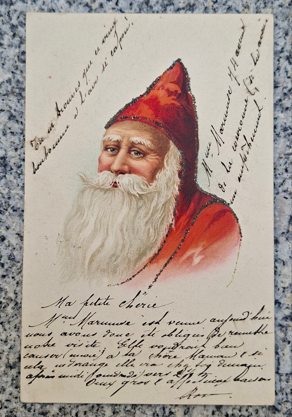 antieke postkaart kerstman gelopen, Ophalen, Voor 1920, Gelopen, Feest(dag)