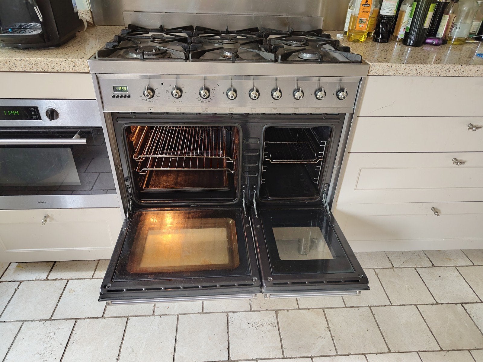 Smeg vrijstaande dubbele oven en gasfornuis 6 pits, Ophalen, Gebruikt, 60 cm of meer, Gas