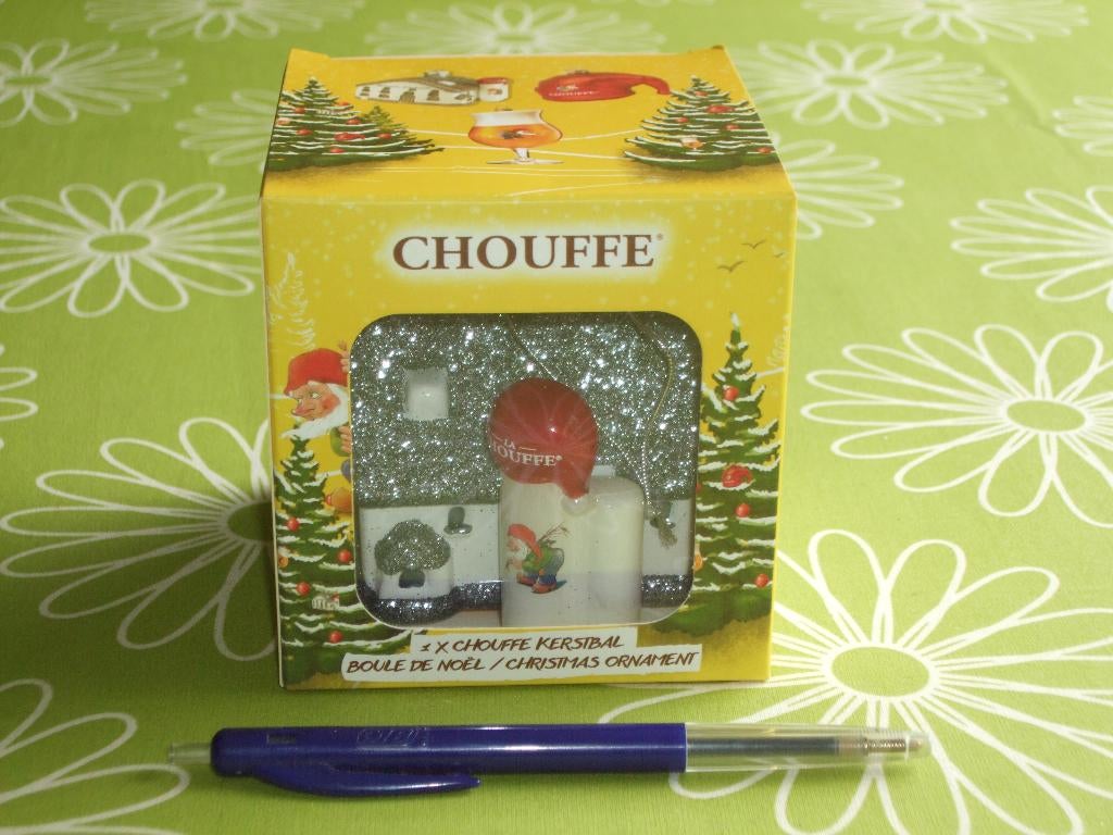 Nieuw in doos: Chouffe glazen Kerstornament - Brouwerij, Ophalen of Verzenden, Nieuw, Glas of Glazen, Overige merken