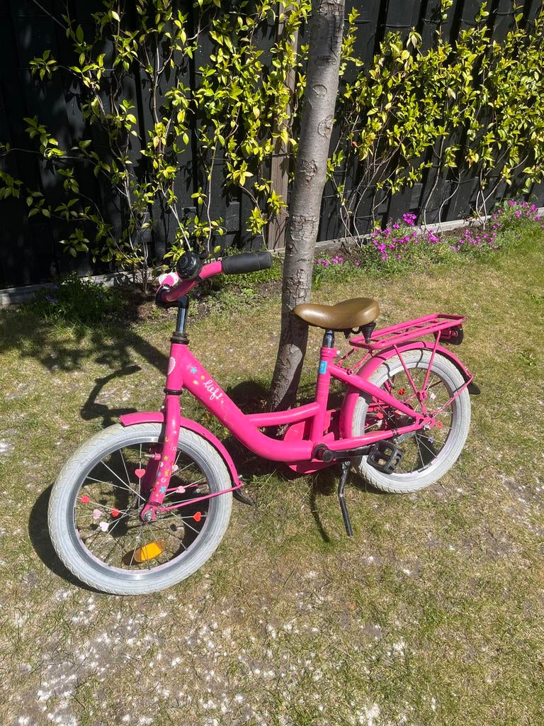 Roze kinderfiets 16 inch - Lief! merk, Fietsen en Brommers, Ophalen, Gebruikt, Terugtraprem, 16 tot 20 inch