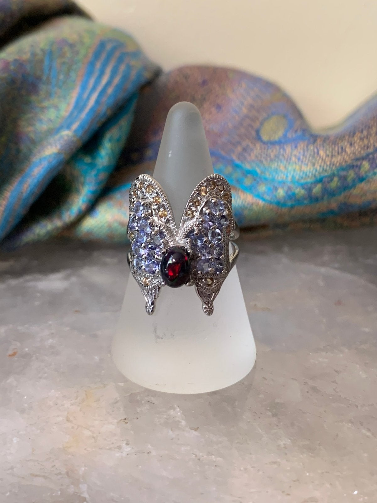 Tanzaniet edelopaal vlinder beschermt geluk eyecatcher SALE, Sieraden, Tassen en Uiterlijk, Ringen, Blauw, Magnolia11, Nieuw, Ophalen of Verzenden