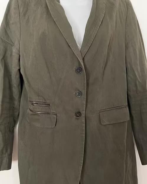 Far Hills legergroen lang jasje maat 42[dm], Kleding | Dames, Maat 42/44 (L), Ophalen of Verzenden, Zo goed als nieuw, Jasje