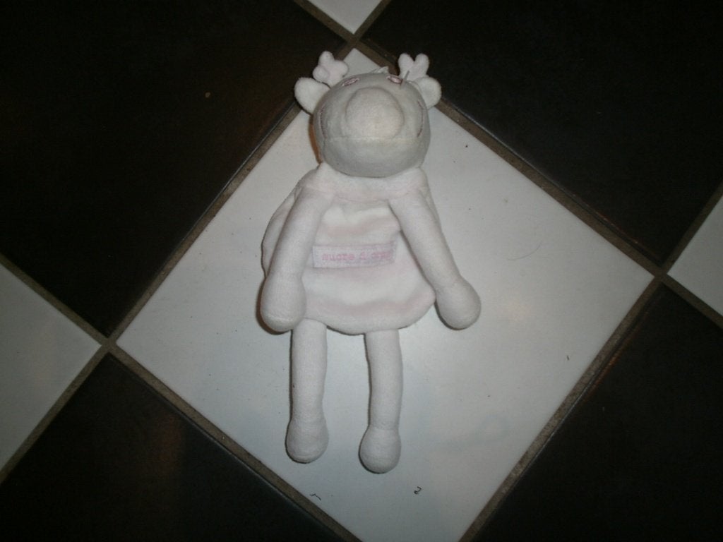 doudou Sucre d,orge rendier wit knuffeltje velours 23cm roze, Overige merken, Overige typen, Ophalen of Verzenden, Zo goed als nieuw