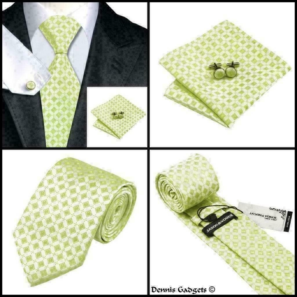 Dennis Gadgets: 100 % zijden stropdas ( 3 delig !! ) DG0758, Ophalen of Verzenden, Nieuw, Groen, Met patroon