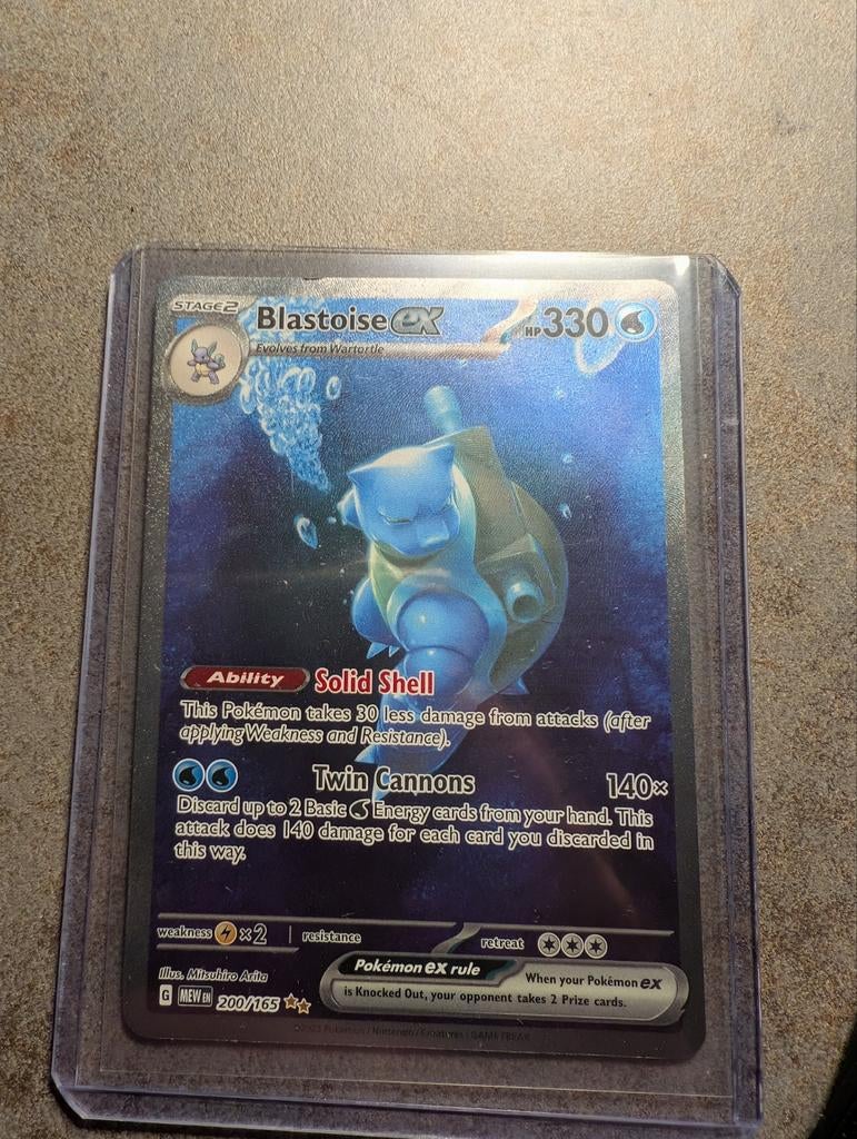 Blastoise EX 151 Pokémon Kaart - Full Art, Ophalen, Zo goed als nieuw, Losse kaart, Foil
