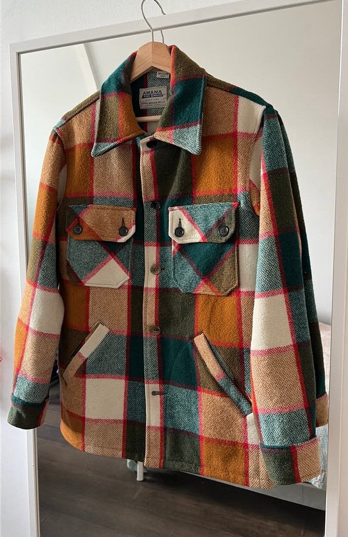 Amana Woolen Mills Vintage Jasje-Blouse Wol  S/M, Maat 38/40 (M), Meerkleurig, Ophalen of Verzenden, Lange mouw