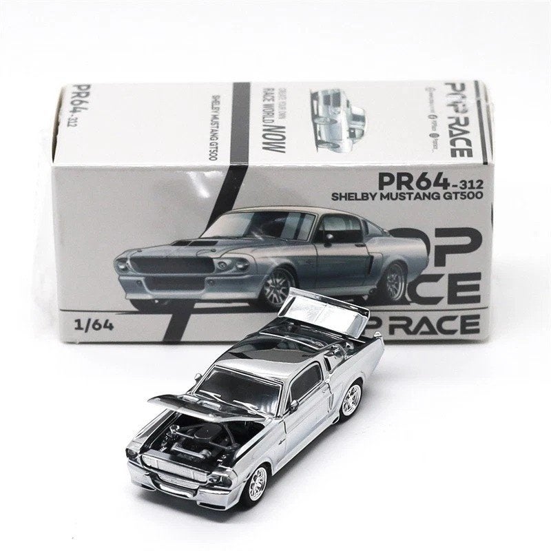 Ford Shelby Mustang GT500 van Pop Race 1/64 #312 Chrome, Ophalen of Verzenden, Nieuw, Auto