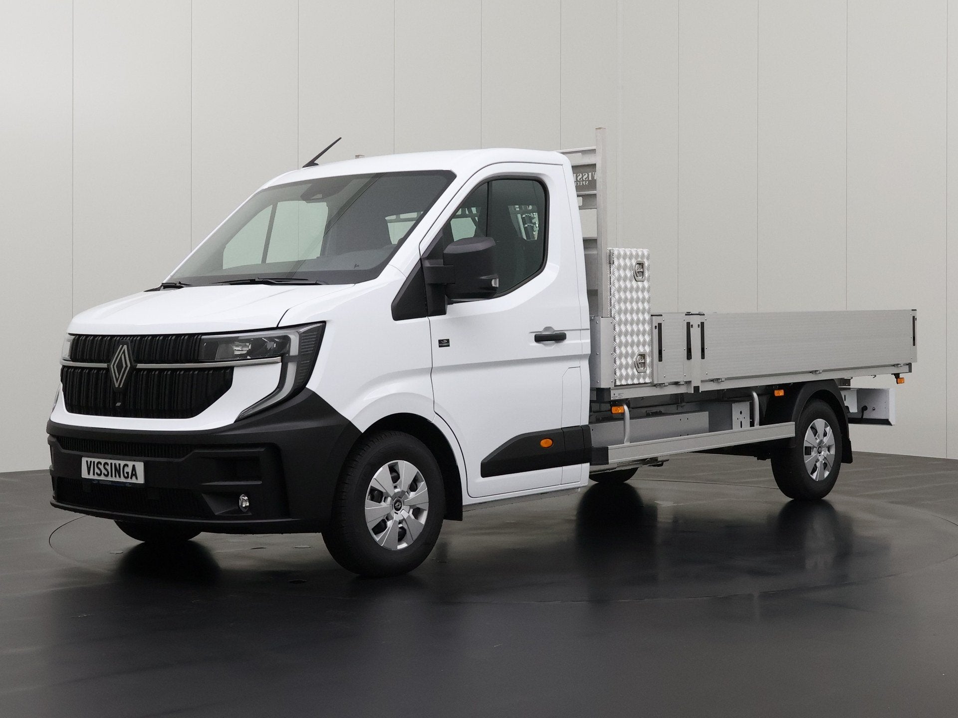 Renault Master E-Tech Open laadbak + HIAB kraan + trekhaak, Stof, Huisgarantie, 2900 kg, Met garantie (alle)
