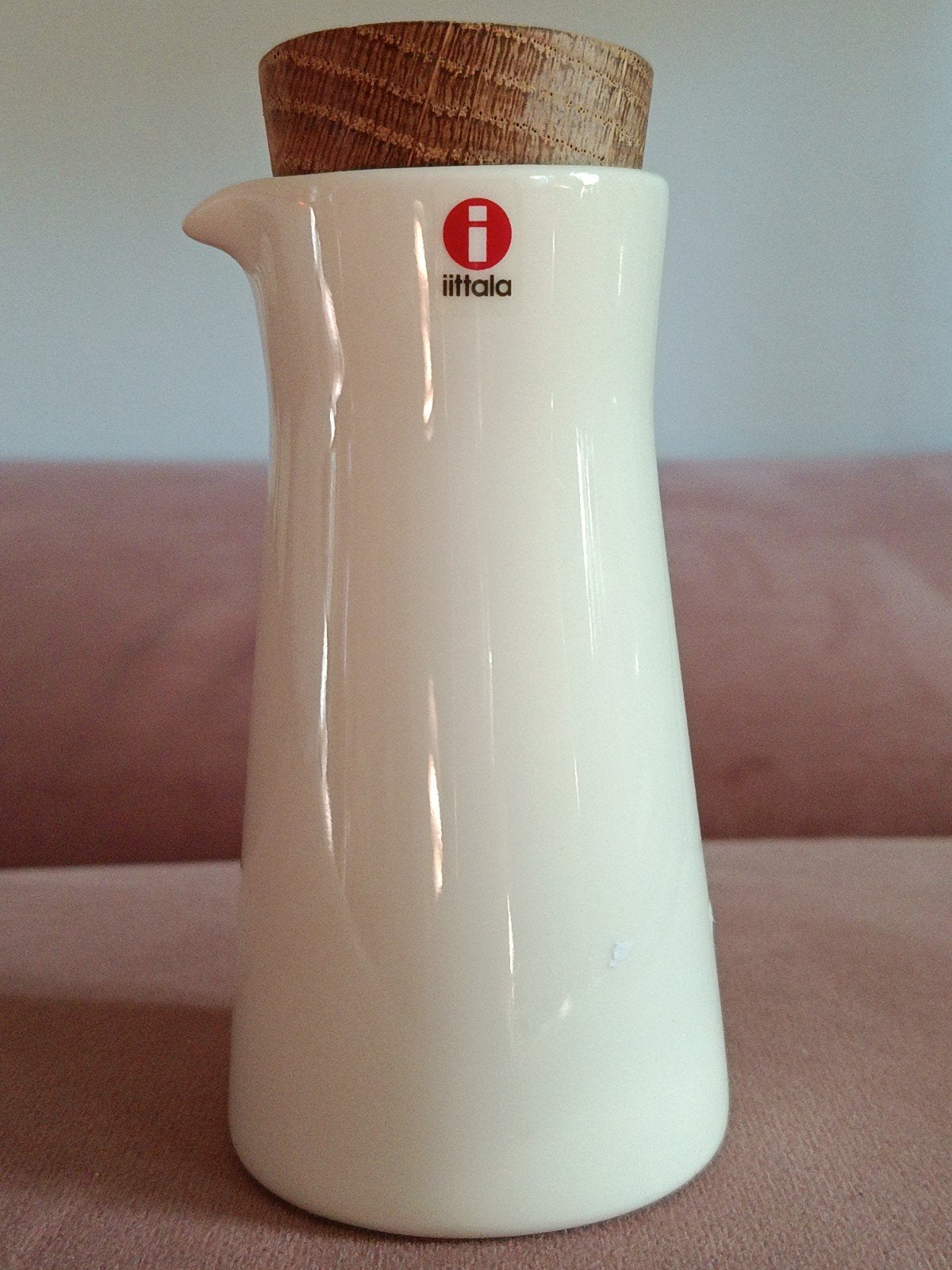 Iittala Teema Karaf met houten deksel, 13x6.5cm, Gebruikt, Keramiek, Overige typen, Ophalen of Verzenden
