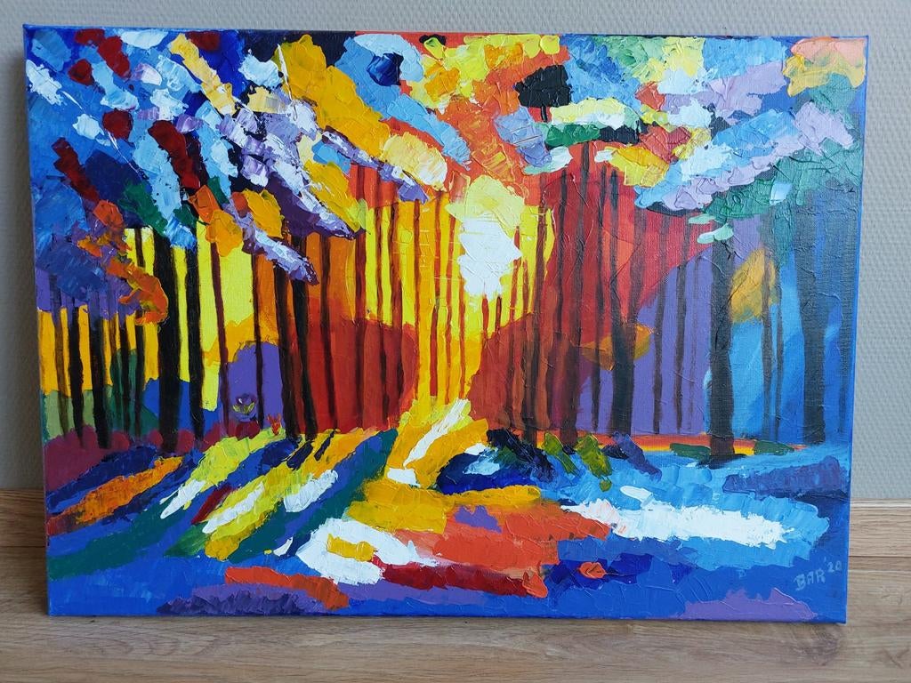 Art Bos acrylverf op linnen, Ophalen of Verzenden