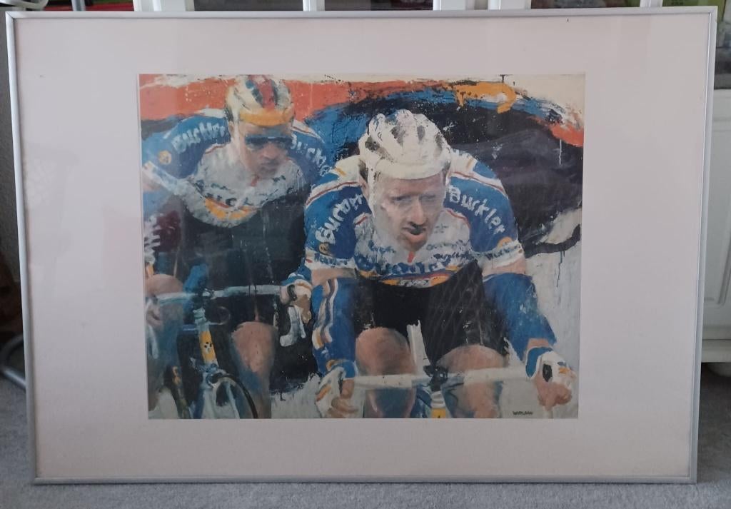 wielrennen LITHO BUCKLER ingelijst, Antiek en Kunst, Kunst | Litho's en Zeefdrukken, Ophalen