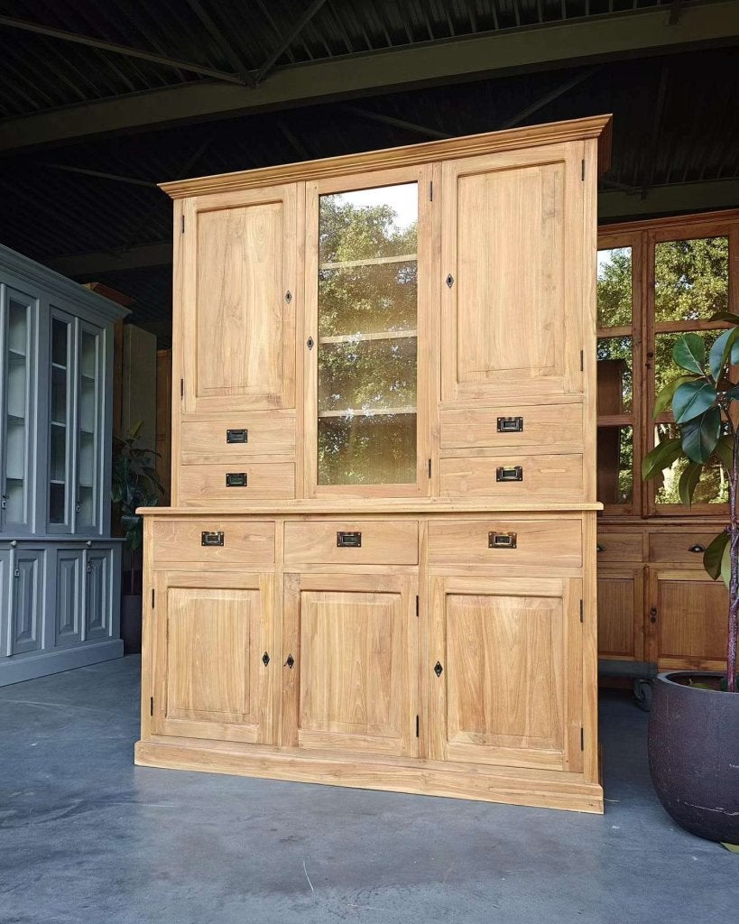 Teakhouten buffetkast | gesloten deuren | Voorraadkast #8984, Gebruikt, 100 tot 150 cm, -, 200 cm of meer
